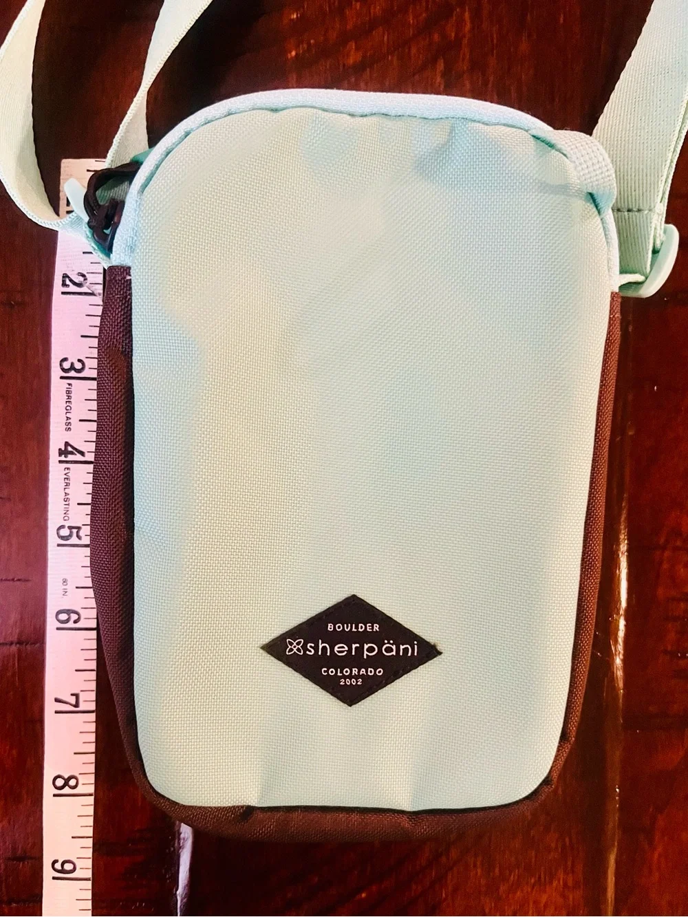 Sherpani Rogue Crossbody Bag Mint & Brown Lightweight Travel Everyday Purse
